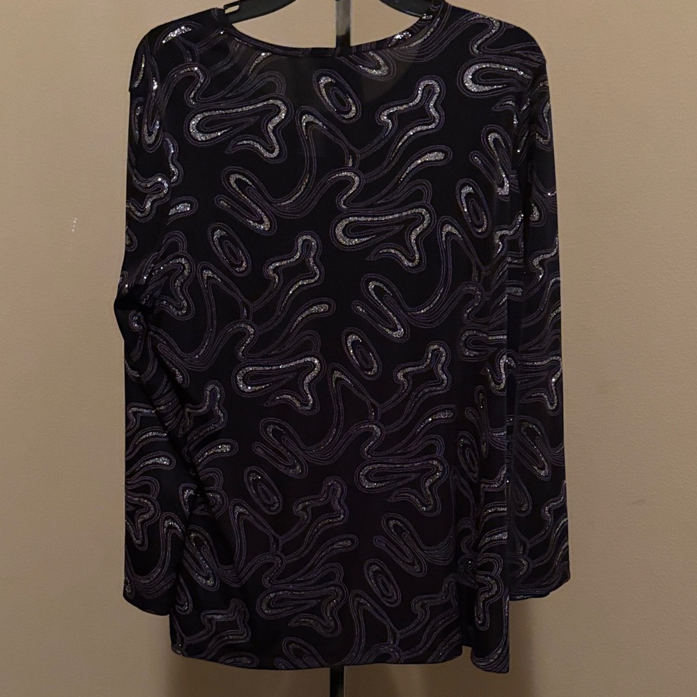 Studio 1940 Black And Silver Patterned Blouse - image 3
